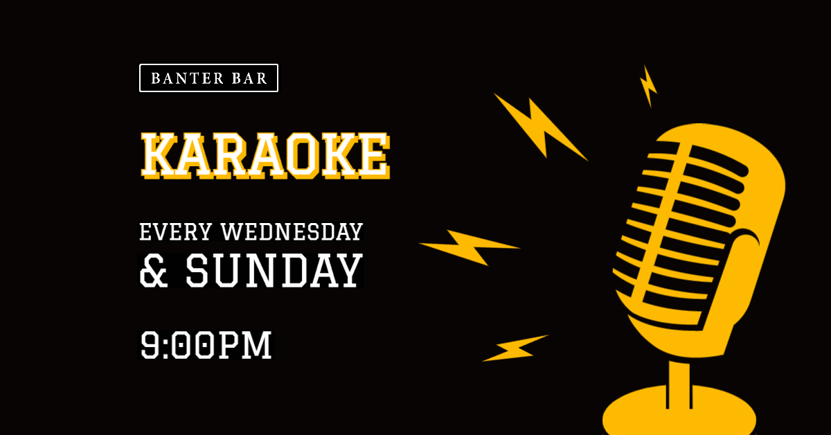 A horizontally oriented promotional image for Karaoke every Wednesday and Sunday