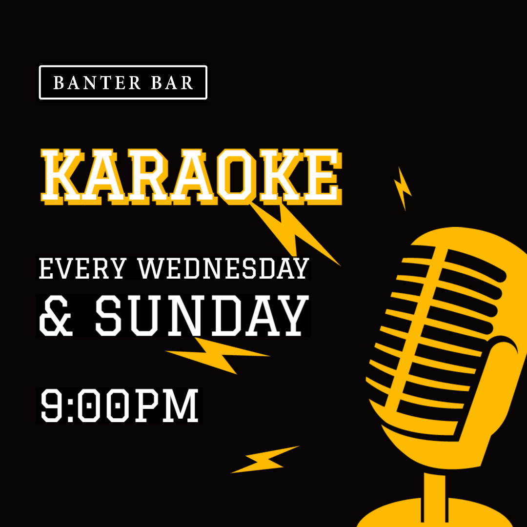 A square promotional image for Karaoke every Wednesday and Sunday